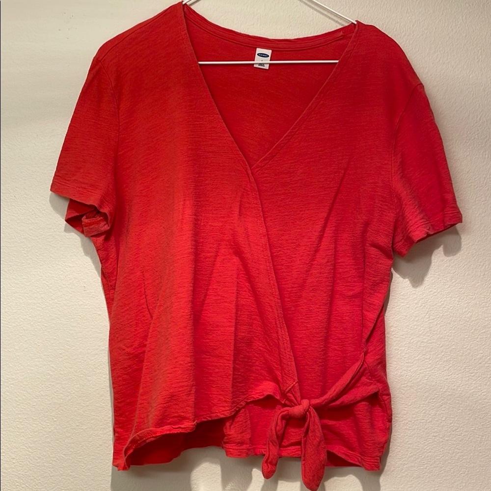 Magenta and Light Pink Wrap Tie Front Tops